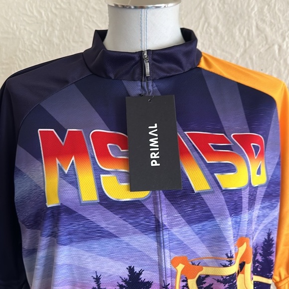 Primal Back to the Bike Trail Purple Golden Yellow Bike Jersey NWT 2XL Raglan - Picture 3 of 12